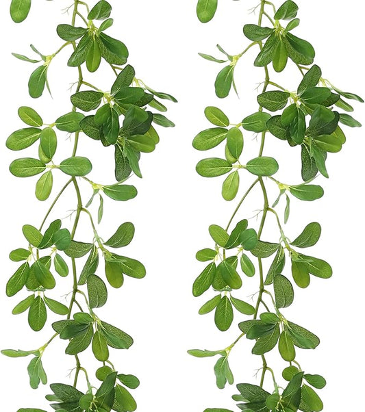 2 Strands 67'' Artificial Vines Garland Kapok Plants with Leaves, Faux Kapok Leaf, Fake Hanging Plants Greenery Decor for Home Bedroom Wall Party Shelves Garden Wedding Decoration (Kapok)