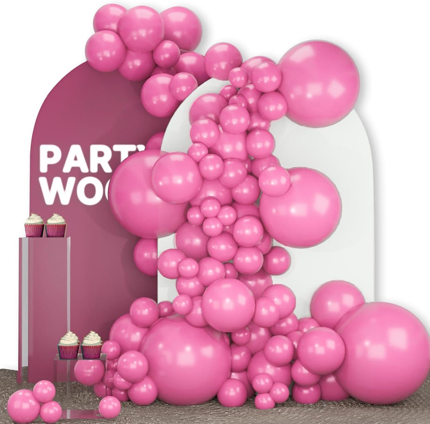 PartyWoo Hot Pink Balloons 140pcs Different Sizes of 18 12 10 5 Inch Magenta Fuchsia Dark Pink Balloon Arch Kit Garland for Wedding Girl Baby Shower Princess Birthday 1950s Party Decorations Pink-Y01
