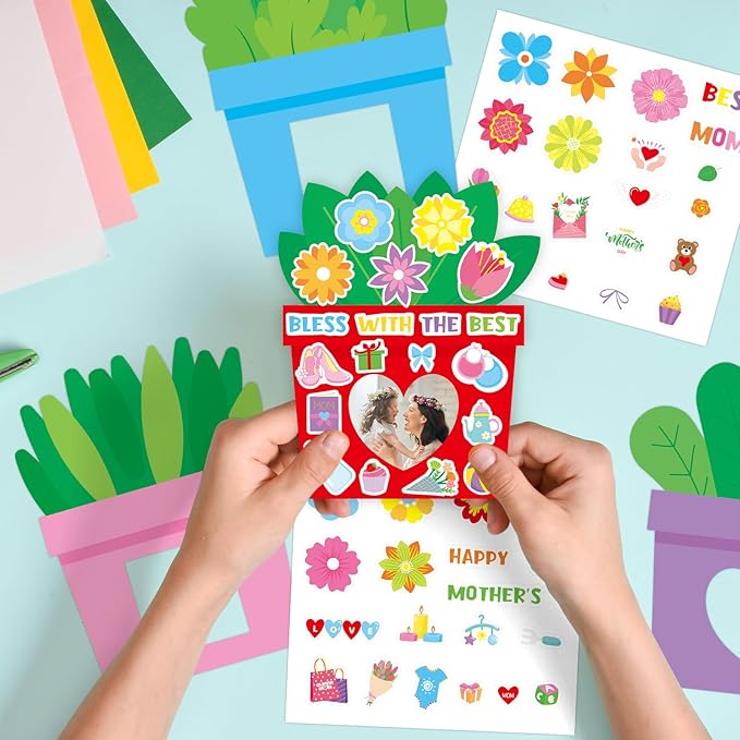 MOUNMDA 30 Pack Mothers Day Photo Frame Craft Kits Love Mom Picture Frame Craft Kits for Mother's Day Gift Decoration Classroom Party Activity