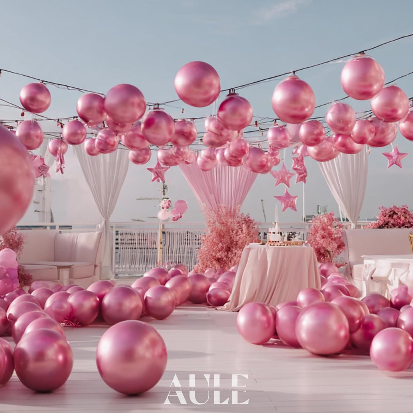 AULE Party Balloons 50 Pcs 12 inch Pink Metallic Chrome Helium Shiny Latex Thicken Balloon Perfect Decoration for Wedding Birthday Baby Shower Graduation Carnival
