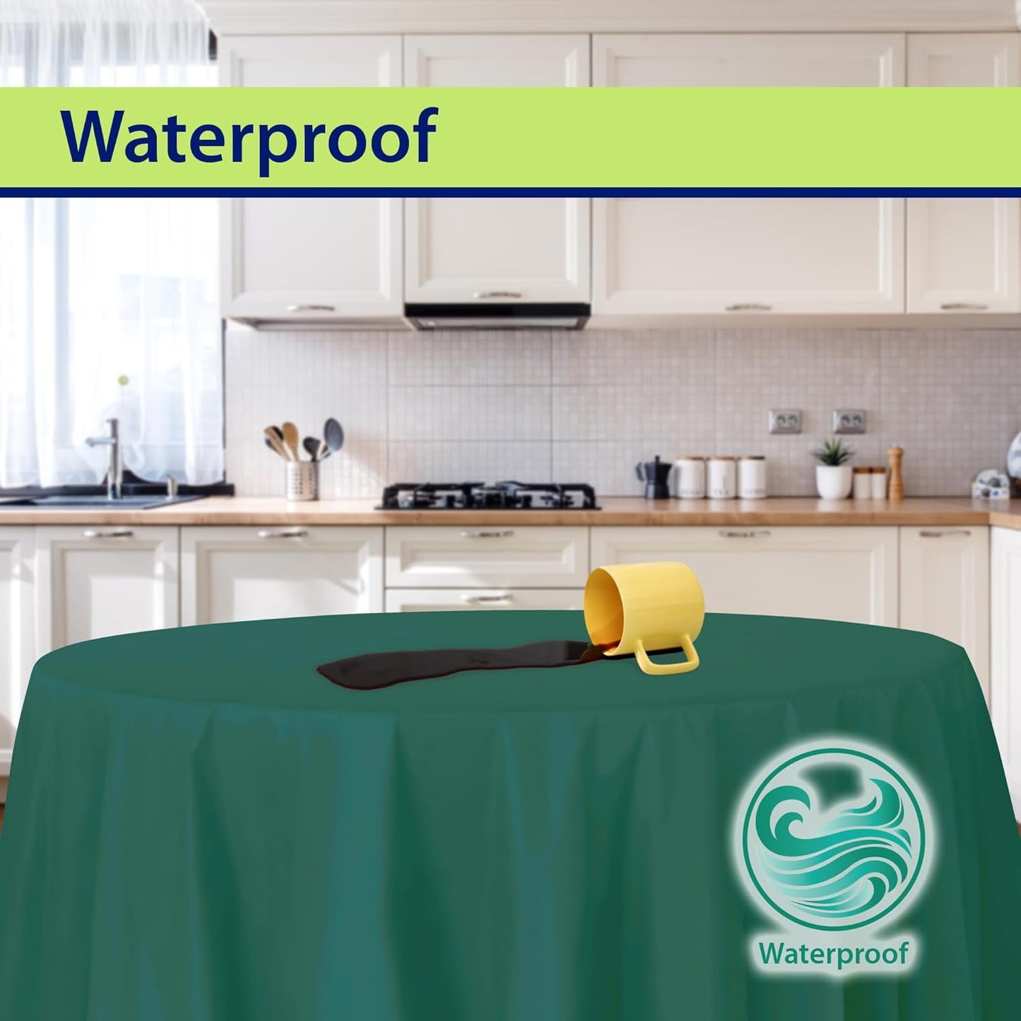 Green Disposable Plastic Tablecloth for Round Tables (12 Pack) Table Cloths for Parties, Events & Weddings, Indoors & Outdoors, 84 inches, Plastic Table Cover