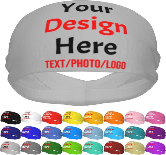 Custom Sweatbands for Men Women, Design Your Own Text Name Image Photo Personalized Sports Headbands
