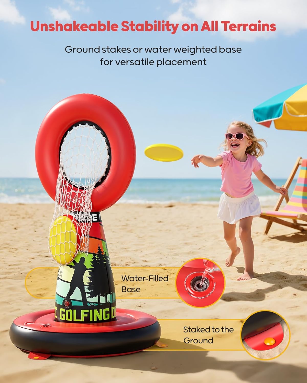 QPAU Inflatable Toss Target Set for Kids Family Fun, Portable Outdoor Yard Games Set with Pump, Kids Toys for Backyard Camping Lawn Throwing Games - Ideal Teen Boy Gifts