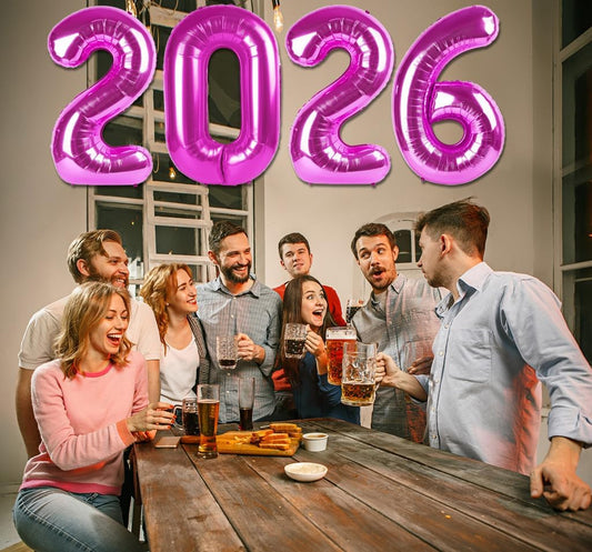 2026 Balloon - Rosy Purple Birthday Number Balloons, 40 Inch Large Foil Balloons for Men Women Boys Girls Rosy Purple Themed Birthday Decorations，Number 2026 Balloon