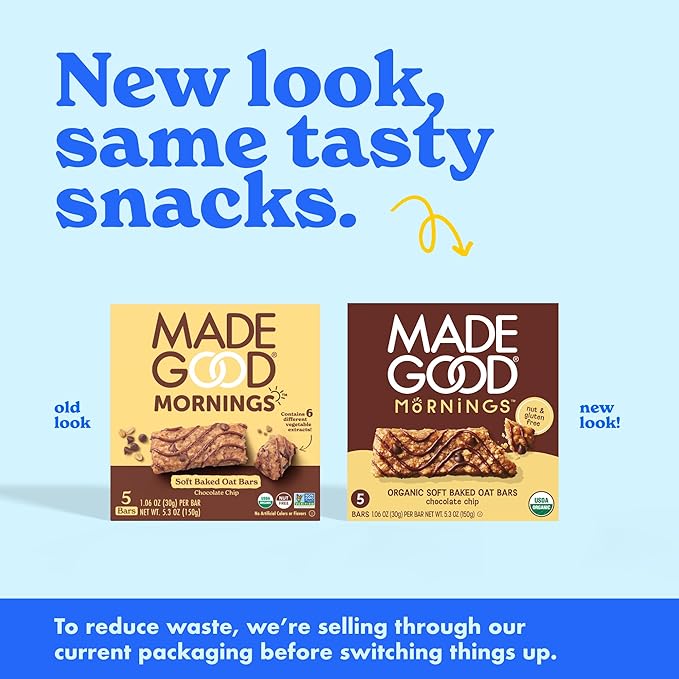 MadeGood Mornings Soft-Baked Oat Bars Variety Pack (30 count)