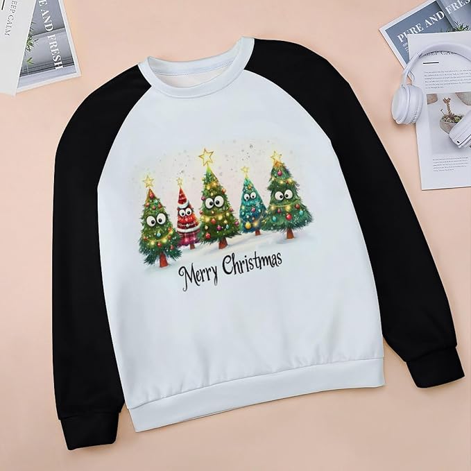 LOAIHA Christmas Sweatshirts for Women Christmas Tree Graphic Shirt Xmas Long Sleeve Merry Christmas Pullover Blouse