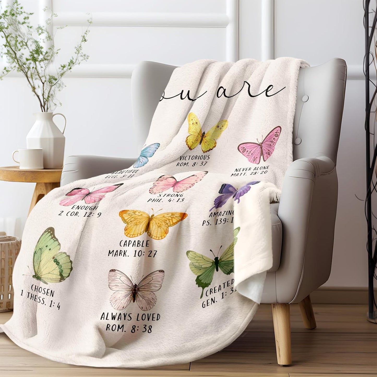 Christian Gifts for Women Faith, Flannel Soft Butterfly Blanket Decor, Butterfly Gifts for Women on Mothers Day Birthday Christmas, Spiritual Bible Verse Scripture Prayer Blanket
