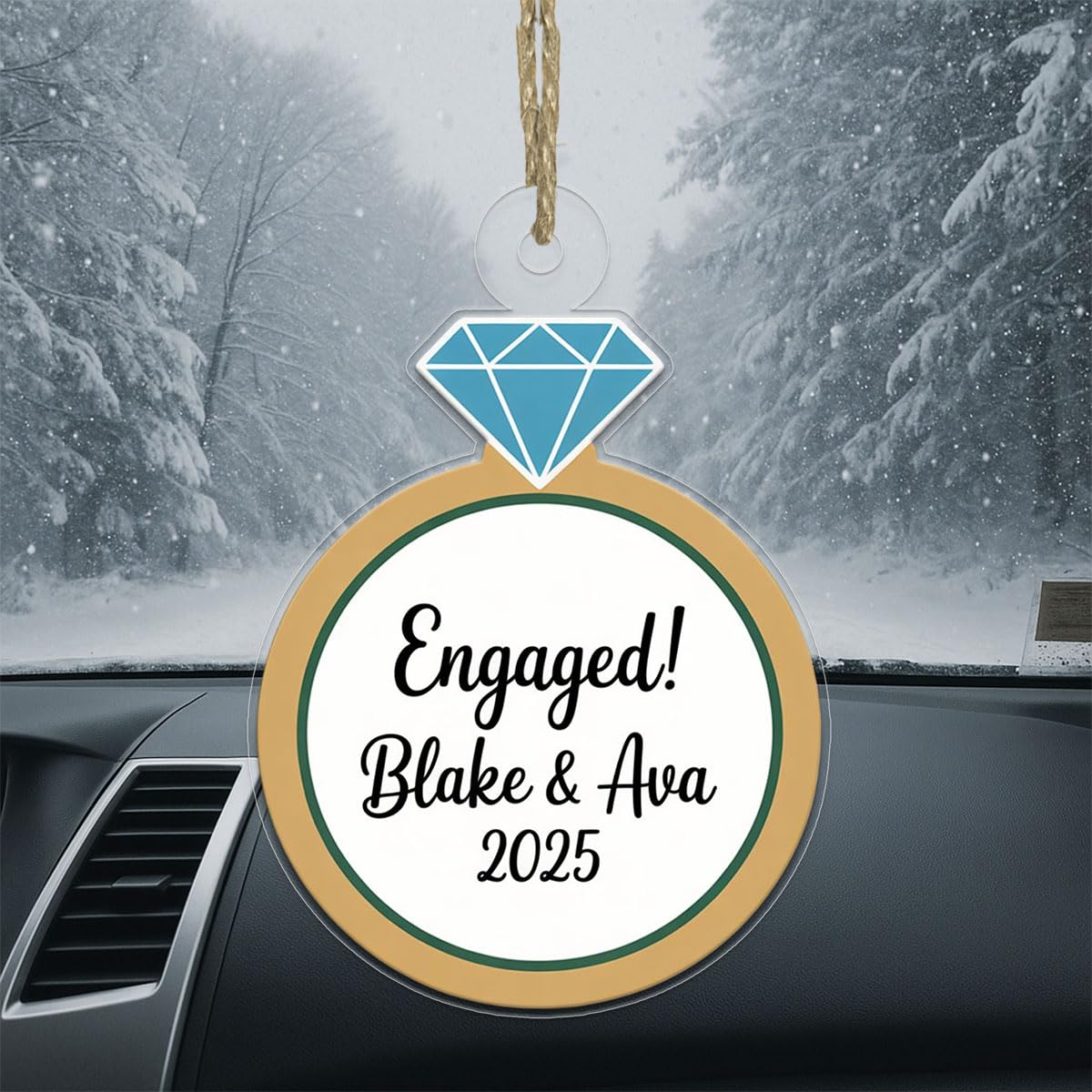 Custom Diamond Ring Ornament, Personalized Wedding Ornament, Engagement Ring Keepsake, Holiday Romance Gift, Unique Christmas Decoration Acrylic Ornament – Personalized Christmas