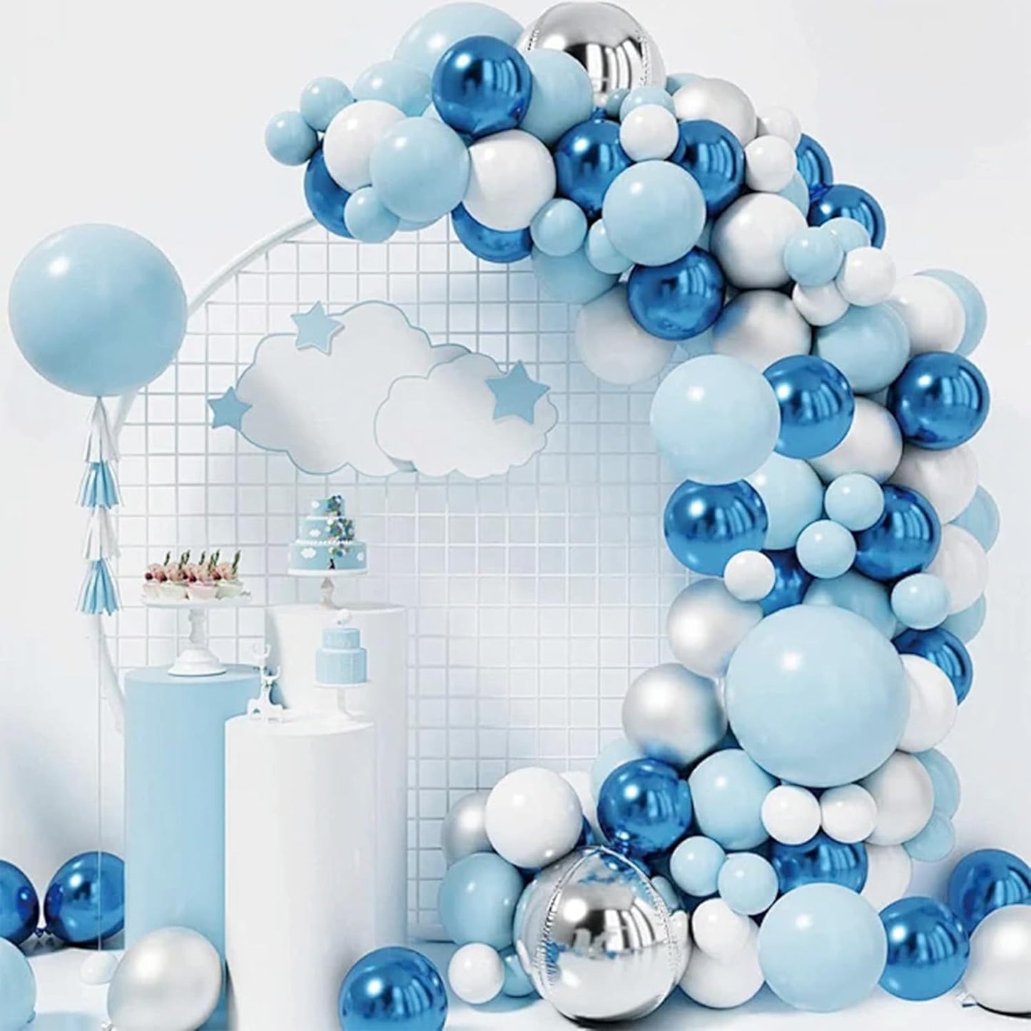 Metallic Blue Latex Balloons, 150pcs 5 inches Round Helium Metallic Blue Balloons for Birthday Baby Shower Wedding Gender Reveal Birthday Party Decorations