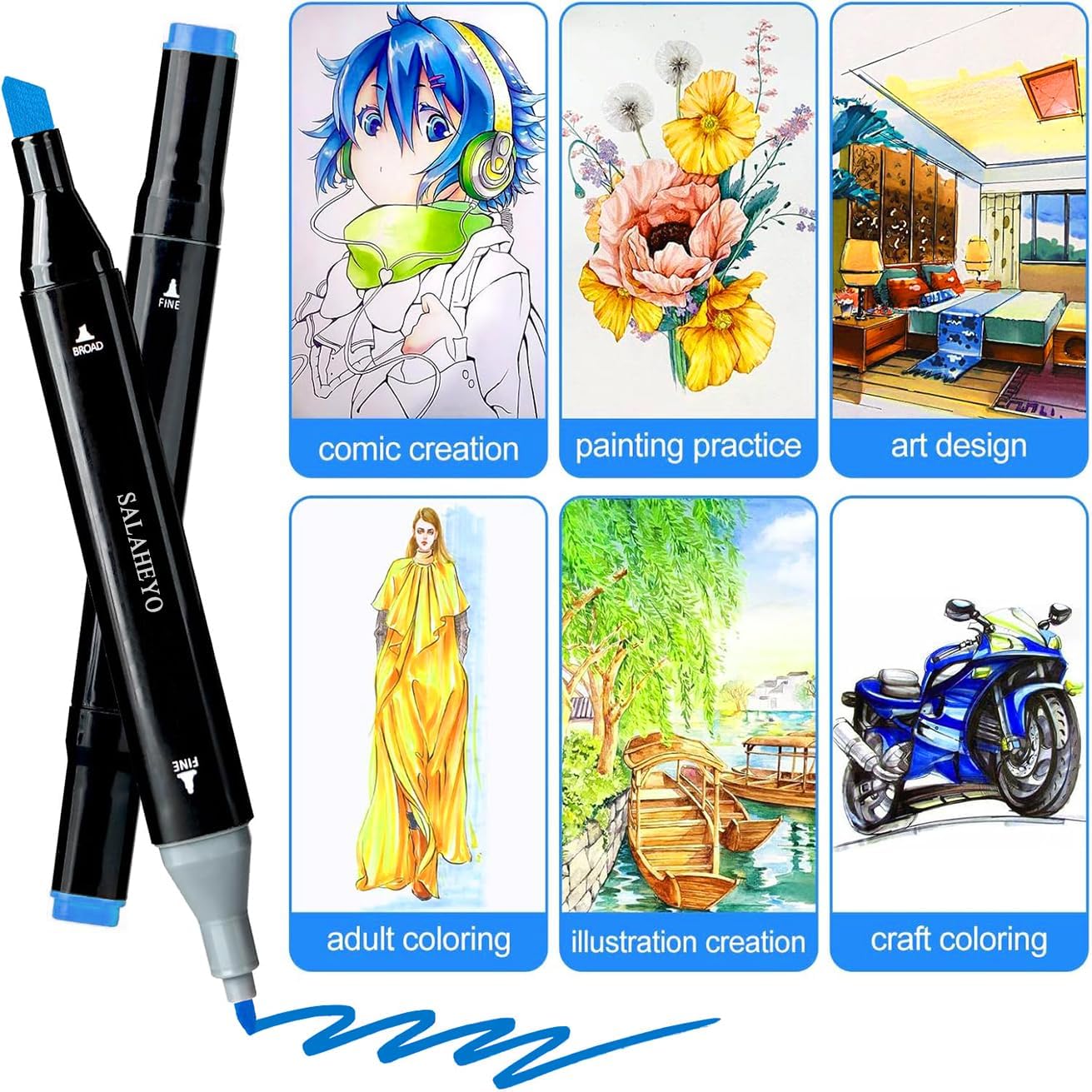168 Colors Alcohol Markers with Base Art Drawing Markers Set for Adults Painting,Coloring,Sketching, Comics, Illustration- Refillable