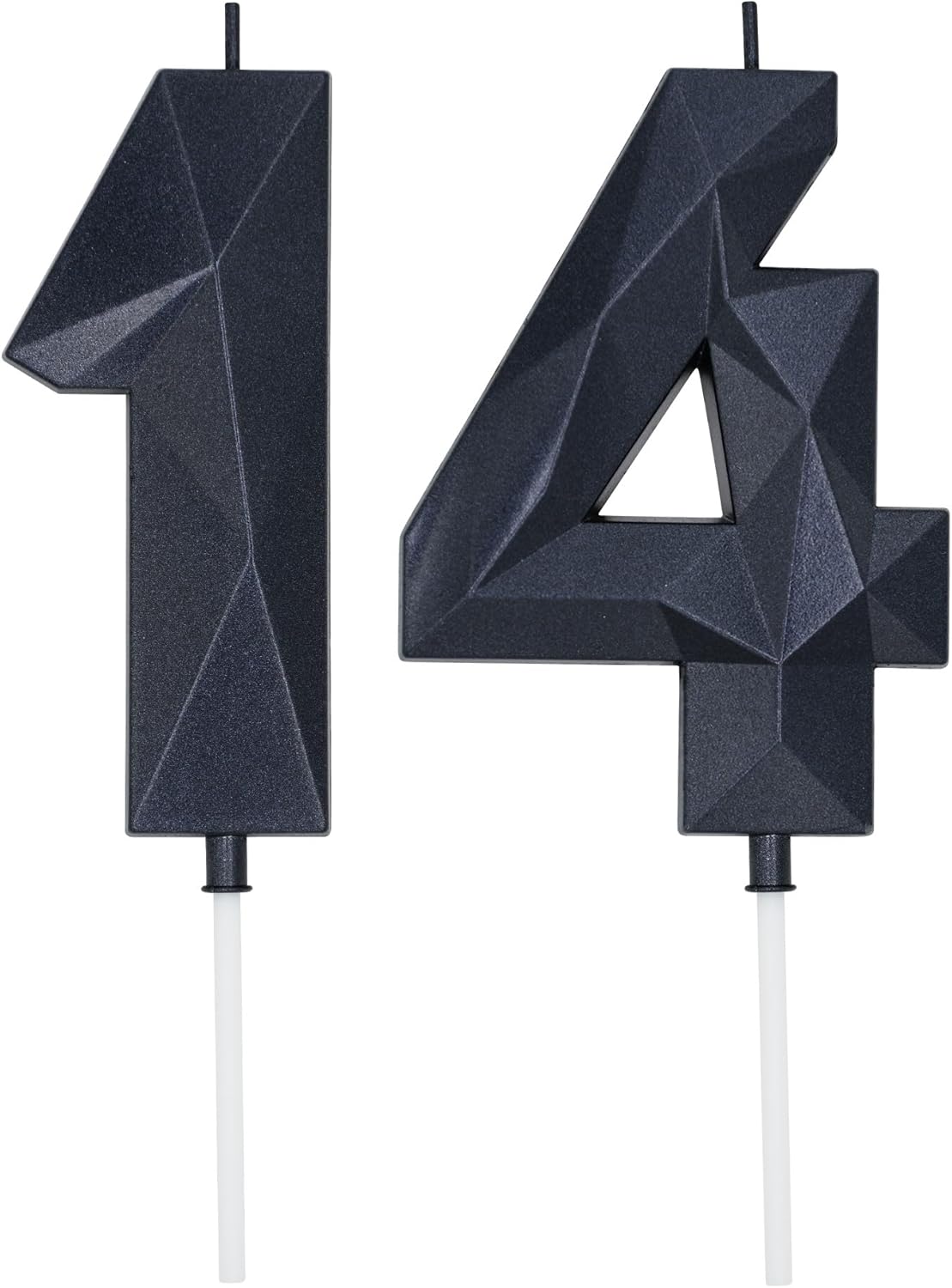 DERVENTA Large Birthday Candle Number 3D Black 3.7 inch Party Celebration Anniversary Decoration Cake Topper 1 Piece (Number 14 Black)