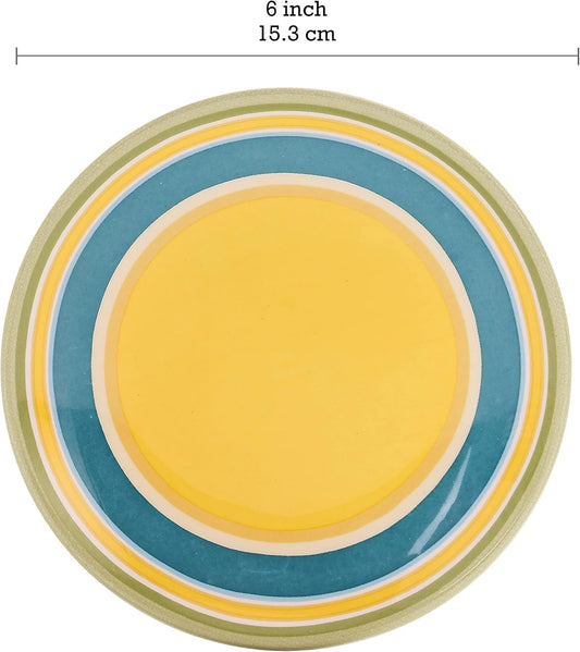 Bico Tunisian Plain Appetizer Plates Set of 6, 6 Inch Small Ceramic Dessert Plates for Snacks, Salad, Tablescape, Microwave and Dishwasher Safe, Gift for Housewarming and Thanksgiving