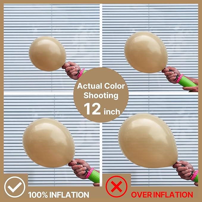 PartyWoo Cream Balloons 140 pcs Different Sizes of 18 12 10 5 Inch Beige Ivory Nude Neutral Boho Fall Latex Balloons for Graduation Birthday Baby Shower Jungle Theme Party Decorations Brown-F56