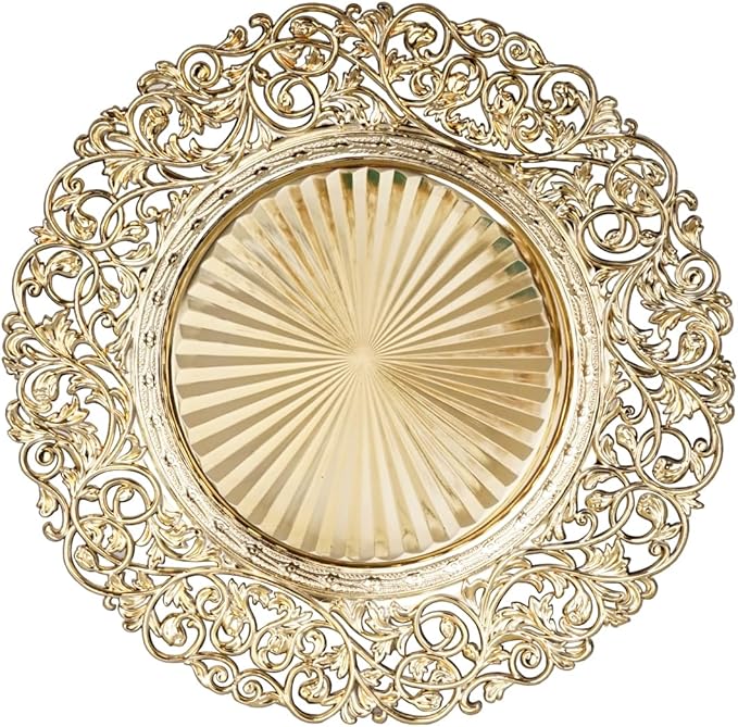 13inch Round Gold Charger Plates,Plastic Plate Chargers Set of 8,Chargers for Dinner Plates,Gold Plates for Wedding,Party,Event Decoration