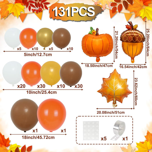 Pumpkin Fall Balloon Arch Kit Orange Coffee Brown White Thanksgiving Balloon Arch Garland for Fall Baby Shower Thanksgiving Decorations Autumn Birthday Party