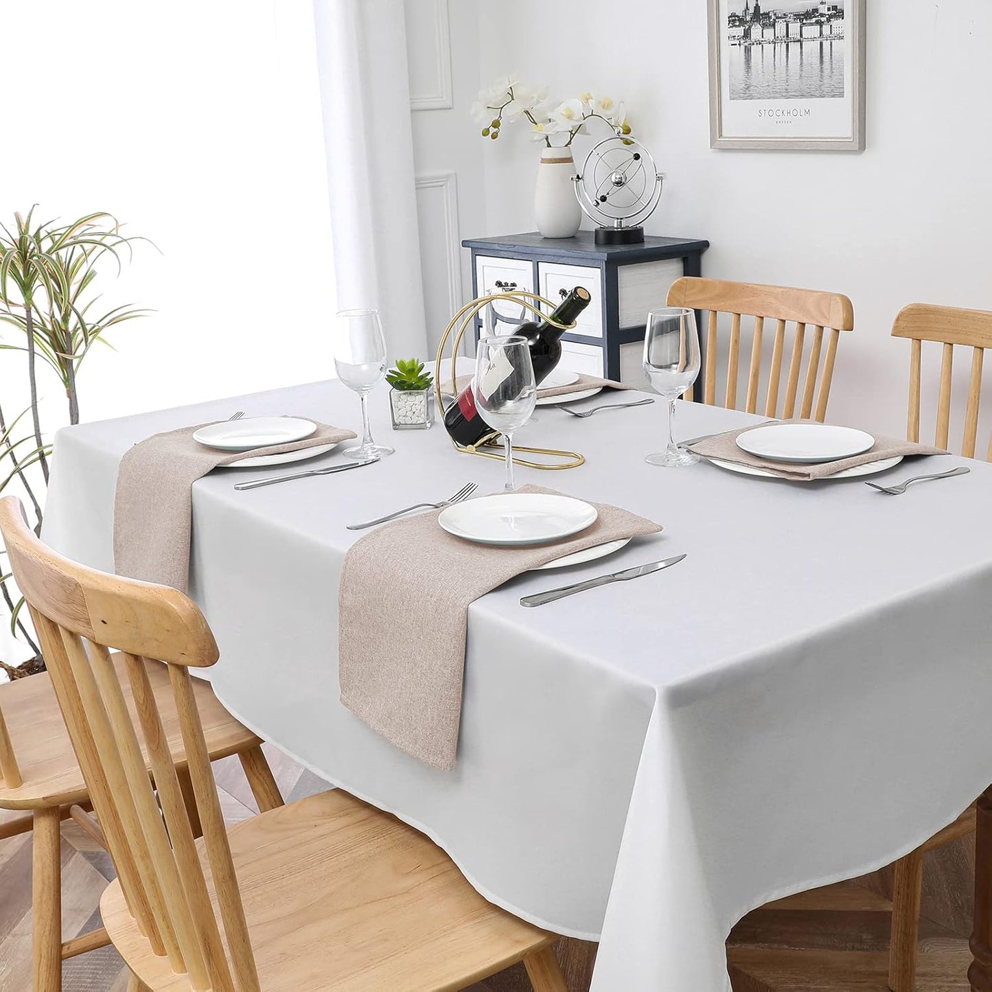 H.VERSAILTEX Linen Textured Cloth Napkins Set of 12 (18" X 18") Linen Textured Dinner Napkins Waterproof Extra Soft Thick Durable Reusable Napkins with Hemmed Edges, Heather Sand