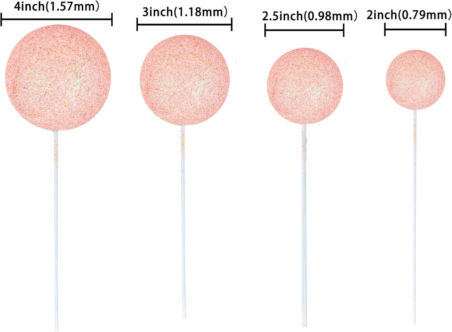 Ephlyn 30Pcs Light Pink Foam Cake Topper, Cake Picks Mini Balloon DIY Decoration for Birthday, Anniversary, Graduation, Baby Shower, Wedding & More