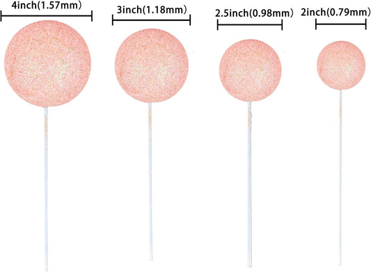 Ephlyn 30Pcs Light Pink Foam Cake Topper, Cake Picks Mini Balloon DIY Decoration for Birthday, Anniversary, Graduation, Baby Shower, Wedding & More