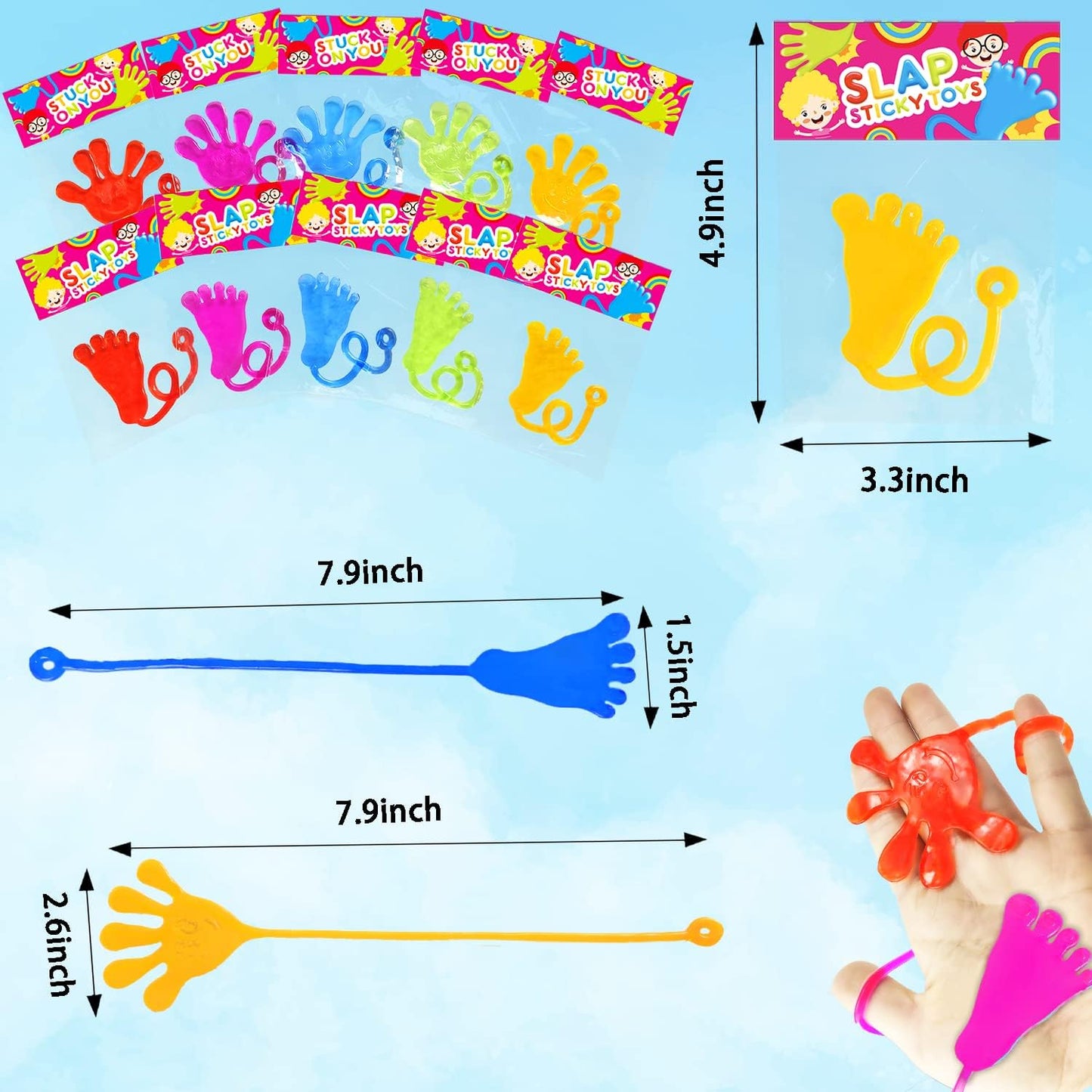 Large Sticky Hands & Feet Party Favors Supplies for Toddlers (20 PCS), Christmas Pinata Goodie Bag Stocking Stuffers Fillers for Kids,School Student Treats Treasure Box Prizes Toy Gifts for Boys Girls