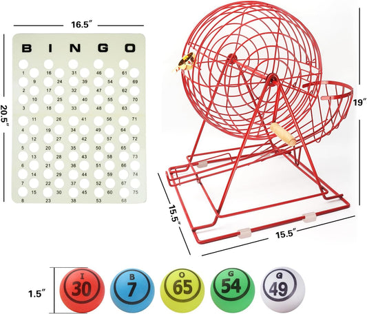 Games & Sports Expert Professional Bingo Game Set with Jumbo Bingo Cage, 1.5" Bingo Balls, Bingo Master Board. Great for Large Groups, Bingo Halls, Parties, Bingo Game Night
