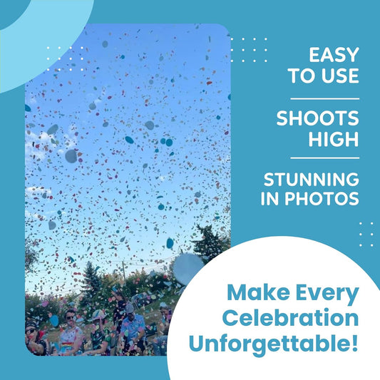 2 Pack Confetti Cannon Confetti Poppers | Biodegradable Blue Confetti | TUR Party Supplies | Launches Up to 25ft | Giant (12 in) | Party Poppers for Graduation, Birthdays, Weddings, and Memorial Day