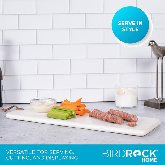 BIRDROCK HOME 23" Marble Serving Board - Charcuterie Board for Party Appetizers - Kitchen Platter for Food - Pizza Fruit Display - White