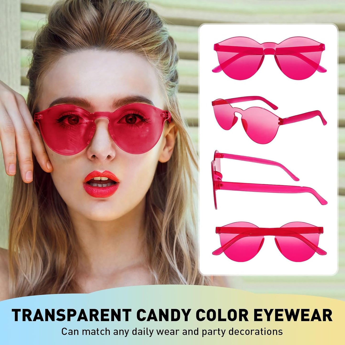 10/20 Pack Star/Heart Shape/Round/Butterfly/Cat Eye/Rectangle/Fire Rimless Tinted Party Sunglasses Color Glasses