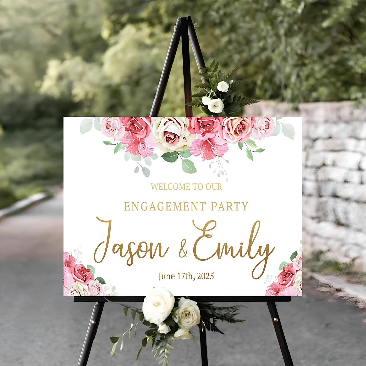 Engagement Signs - Engagement Party Invitation, Rustic Style, Full Size, Plastic Material, 12x18 inches