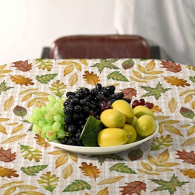 YCness Autumn Maple Leaves Tablecloth, Thanksgiving Autumn Harvest Watercolor Ginkgo Biloba Abstract Geometry Leaves Table Cover for Party Picnic Dinner Decor 60x120 Inch Rectangle