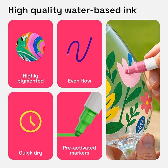 ARTISTRO 12 Acrylic Paint Markers for Rock, Fabric, Wood, Glass, Decoration - Dual-Tip Paint Pens for Coloring Books for Adults, Teens, Kids - Art and Craft Supplies Kit - Gift Idea