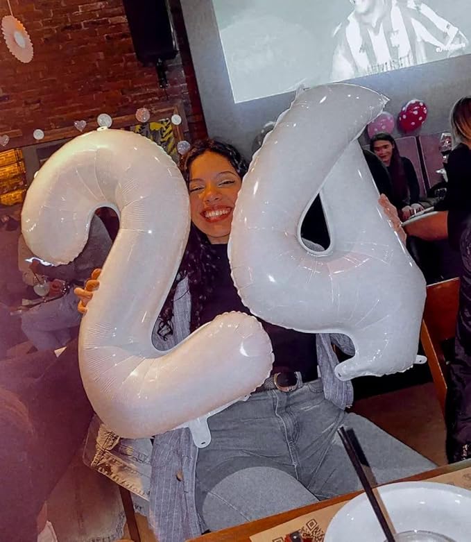 White Number 40 Balloon 40 inch, Translucent 40 Number Balloons, 40th White Birthday Decorations for Women Men, 40 Year Old Party Supplies