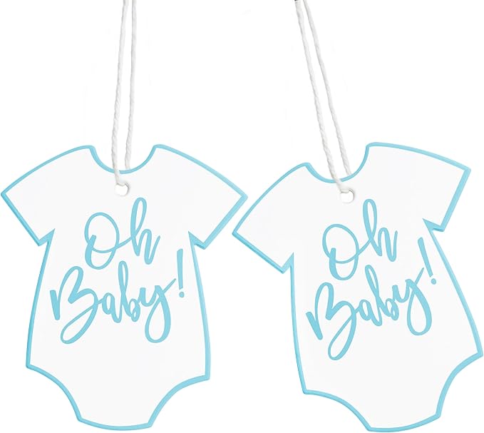 ASYEHJNR 100Pcs Gift Tags with String Oh Baby Sign Blue Baby Clothes Large Gift Tags with 65 Ft Jute Twine Cute Tags White Paper Gift Tag for It's a Boy Gender Reveal Baby Shower Party Gift Wrap Tag