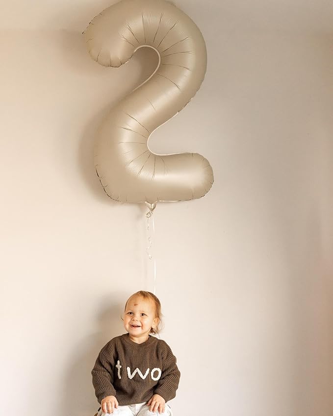 Cream 2 Balloon, Cream Number Balloons 40 Inch, 2nd Number Birthday Decorations, Second Two Birthday Party Supplies, Number 2 Balloon