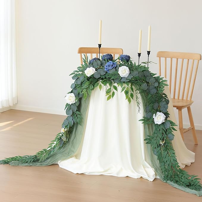 Mizii 2 Strands Artificial Vines Eucalyptus Garland 79" Fake Vine with Silk Green Leaves Faux Hanging Plants Greenery Decorations for Bedroom Table Centerpieces Party Wedding Room Decor (Eucalyptus)