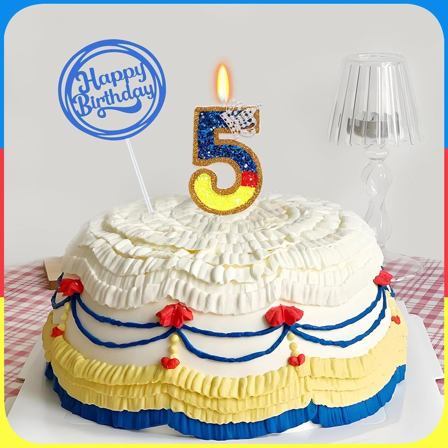Birthday Candle for Cake, Princess Number Cake Candles, 2.76 inch Cake Topper Decoration for Birthday Party (Number 5)