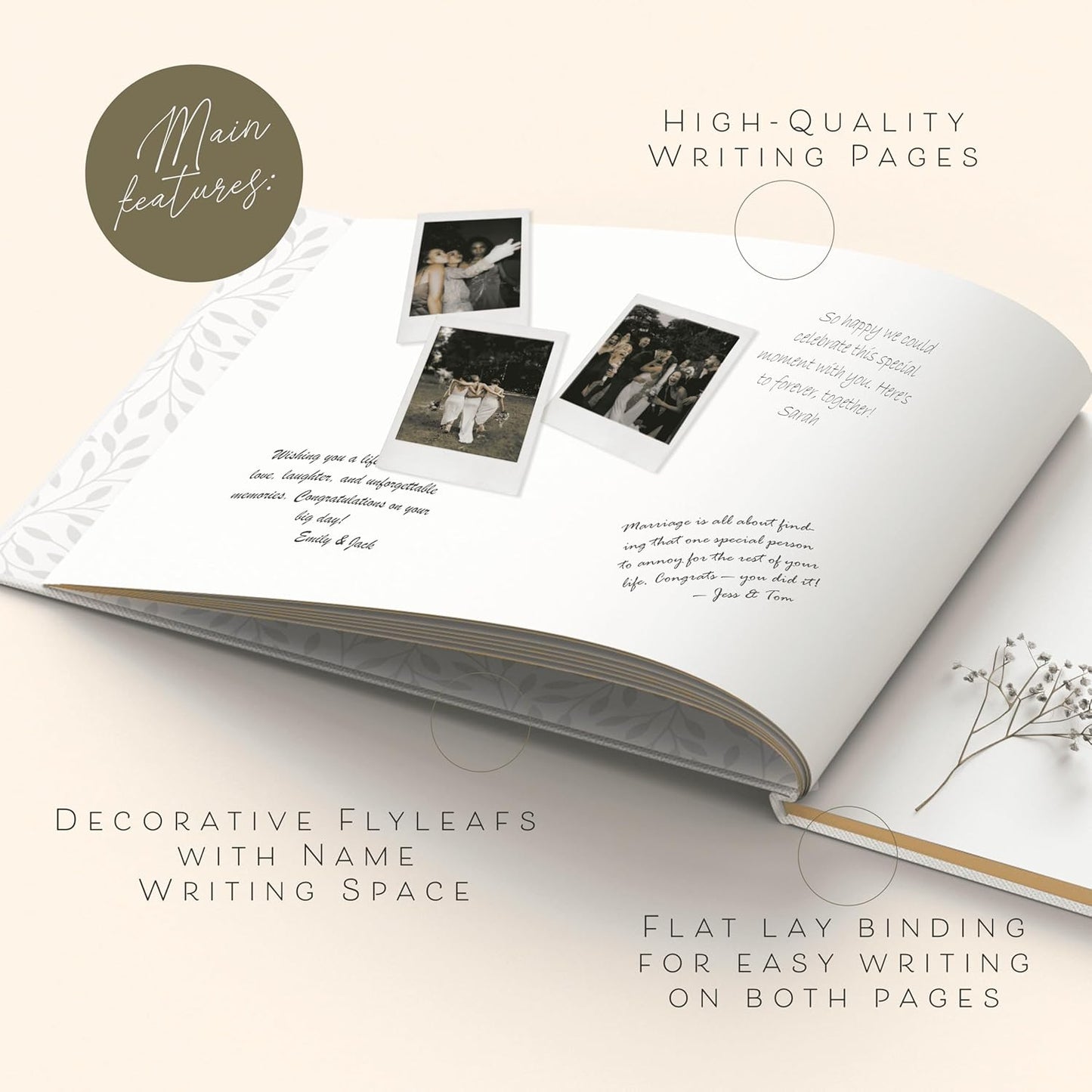 ARTESORI Wedding Guest Book for Reception — Gold-Foiled Guestbook to Sign in, Elegant Baby Shower Guest Book for Party & Birthday — Photo & Polaroid Guest Book for Wedding & Bridal Shower (Grey)