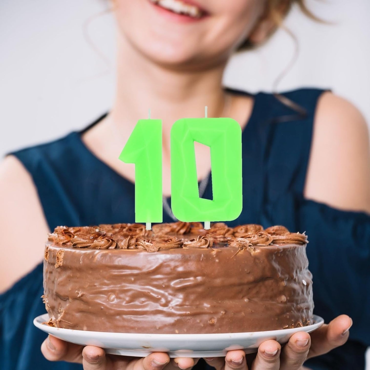 DERVENTA Large Birthday Candle Number 3D Luminous Green 3.7 inch Party Celebration Anniversary Decoration Cake Topper 1 Piece (Luminous Green Number 9)