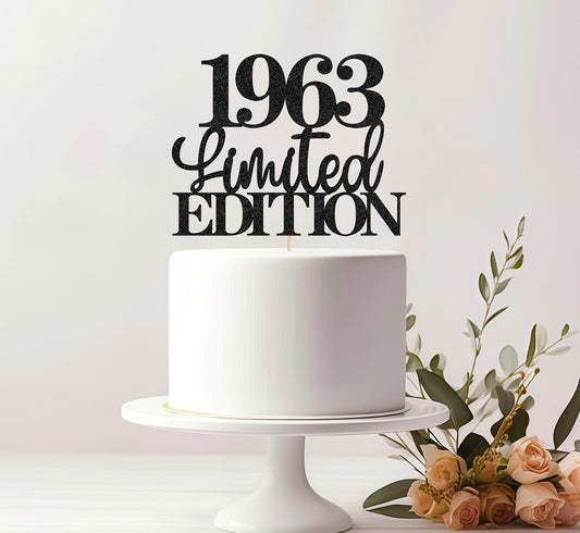 Limited EDITION 1963 Cake Topper - Black Glitter Happy 62nd Birthday Party Cake Decoration Supplies, Cheer to 62 Years Cake Bunting Decor for 62nd Birthday Party Photo Booth Props