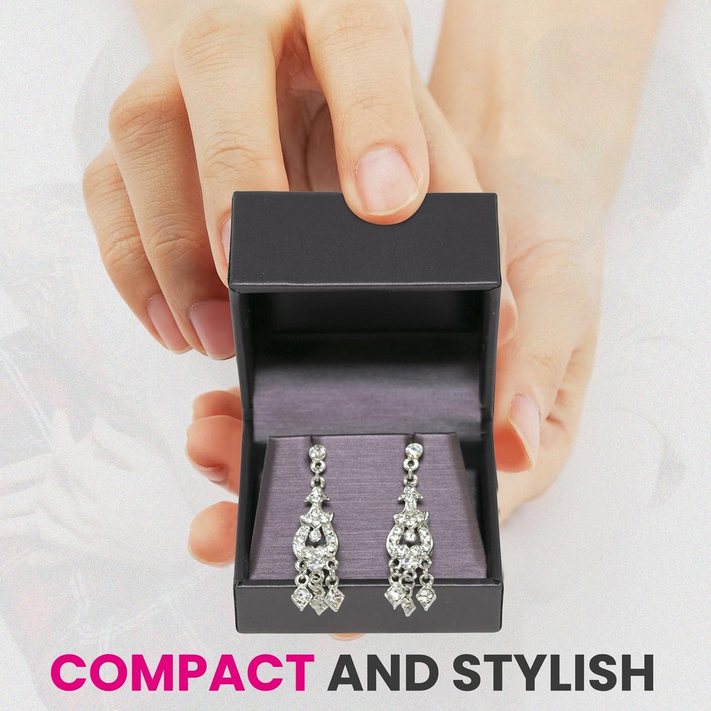 Novel Box Purple Jewelry Box for Earrings 2.37x2.37x1.87 Inches - Earring Gift Box for Proposal Wedding Engagement - Faux Leatherette Jewelry Display Box - Gift Presentation Boxes for Earrings