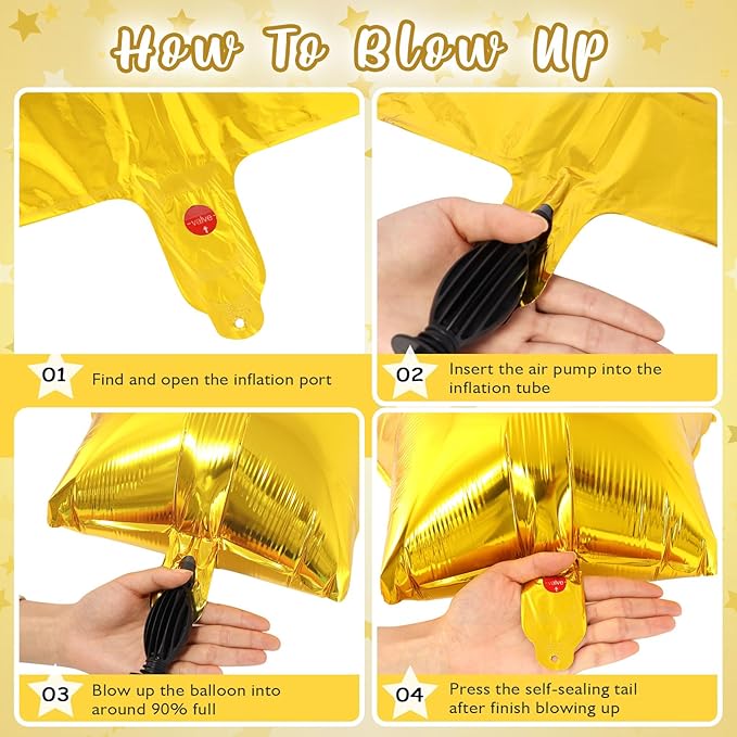 50 Pcs Star Balloons,10 Inch Gold Star Foil Balloons,Stars Shaped Balloon Mylar Helium Balloon for Birthday Party Anniversary Wedding Baby Shower Decorations (10inch-gold)