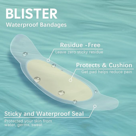 Gel Blister Bandages Hydrocolloid Bandages - Welnove 30ct Blister Cushions (Toe Pack) - Blister Bandages for Heel, Toe & Foot - Blister Pads for Prevention & Recovery - Water Resistant Bandages