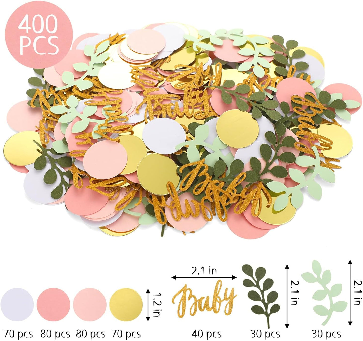 Minatee 400 Pcs Baby Shower Confetti Decorations Table Confetti Dots Gender Reveal Wedding Decor(Stylish Color,Blush Style)