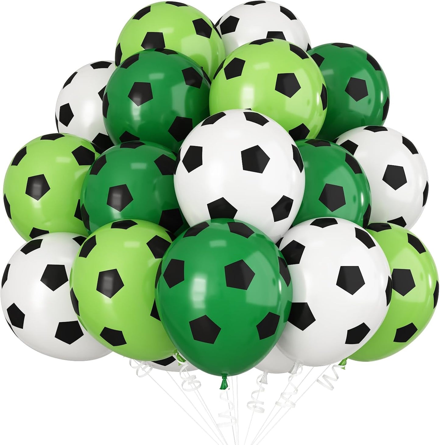 30pcs Soccer Balloon,Soccer Party Birthday Decorations,Football Balloon for Boys,12 Inch Green White Latex Balloons for Kids Football Sport Theme Party Decorations