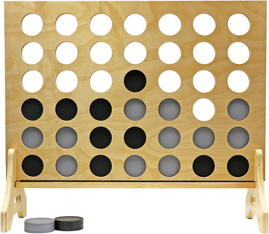 Tailgating Pros Premium Giant Four in a Row with Carrying Case - Jumbo Oversized Outdoor Yard Game - Connect Multiple Pucks in a Row to Win - Many Puck Colors Available!