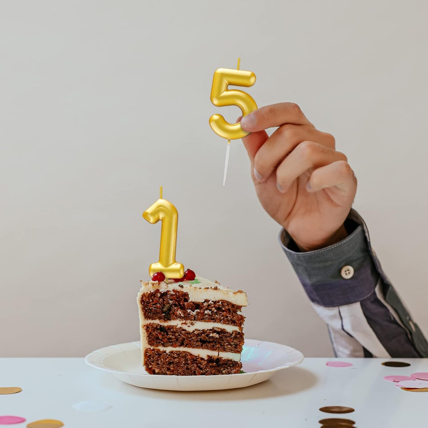 Gold Number 50 Candle Happy Birthday 3D Number Candles for Birthday Cake Party Decoration Wedding Anniversary Celebration Supplies