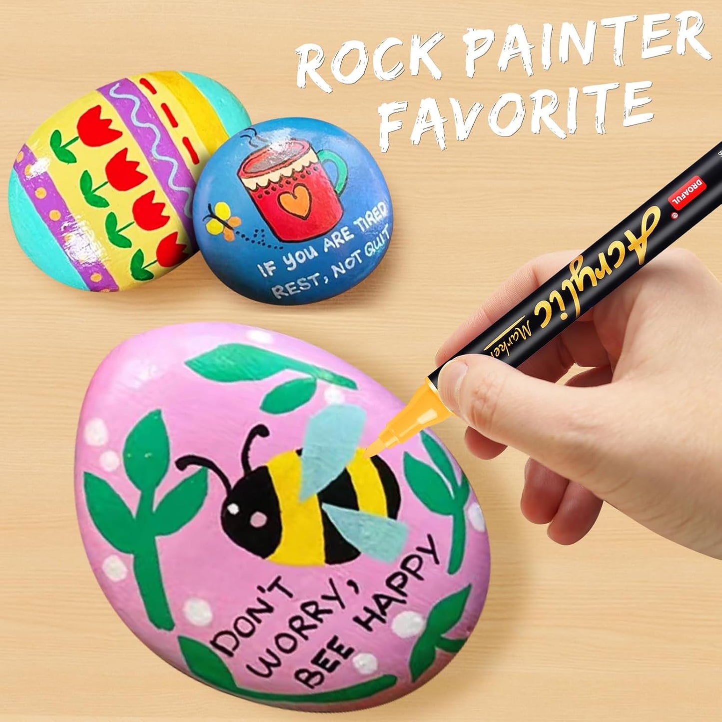 Acrylic Paint Pens Markers, 72 Pc Dual Tips Waterproof Metallic Paint Markers For Rock Painting, Fabric, Metal, Glass, Wood, Canvas, Ceramic, Pumpkins, Eggs, Plastic, Non-Toxic & Odor