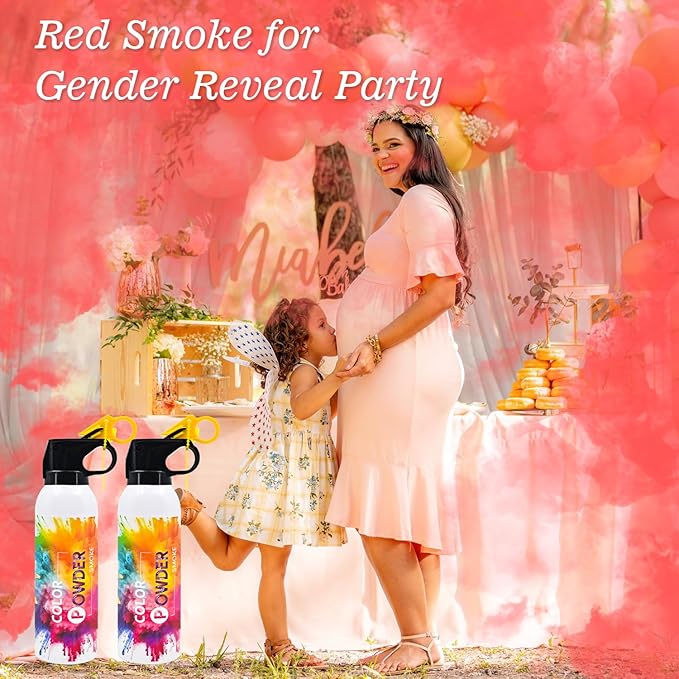 Gender Reveal Fire Extinguisher 2 Pack Red Fog Atmosphere Smog for Baby Reveal Photoshoot Video Props Stage Mister Foggers Red Smoke Gender Reveal Extinguishers for Birthday Wedding Party
