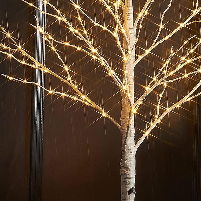 Fudios Lighted Birch Trees for Decoration 4FT Light up 200 LED Faux White Tree Plug in Artificial White Christmas Decor for Home Inside Xmas Wedding Party Gift Outdoor