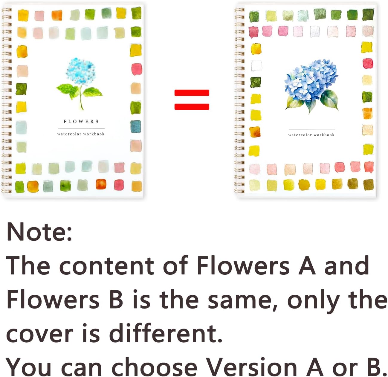 Watercolor Workbook, Water Coloring Book,Watercolor Paint Set, Beginner-Friendly Watercolor Workbooks, with 12 Colors Watercolor Paint Set with Paint Brush - Christmas Gift (Flower A)
