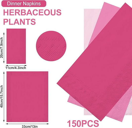 Whaline 150 Pack Pink Guest Napkins 4.3x7.8 Inch 3 Colors Hand Napkin Towel Pink Theme Disposable Paper Napkin Dinner Napkins for Party Celebration Gathering Supplies Table Decorations